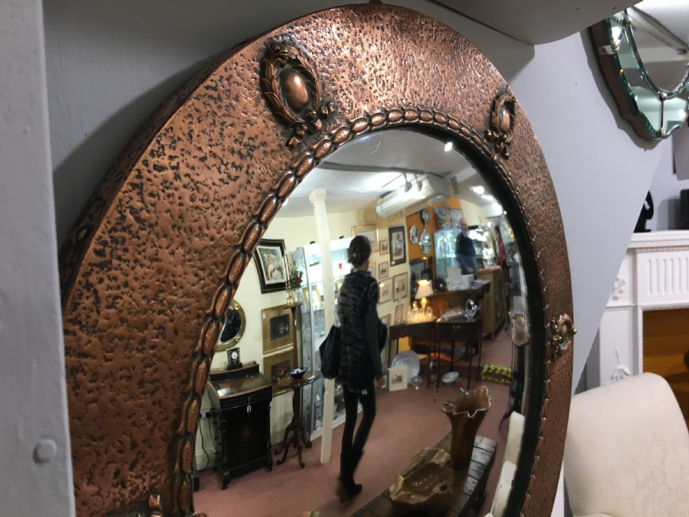 Original Arts & Crafts Copper Mirror c1910 View III