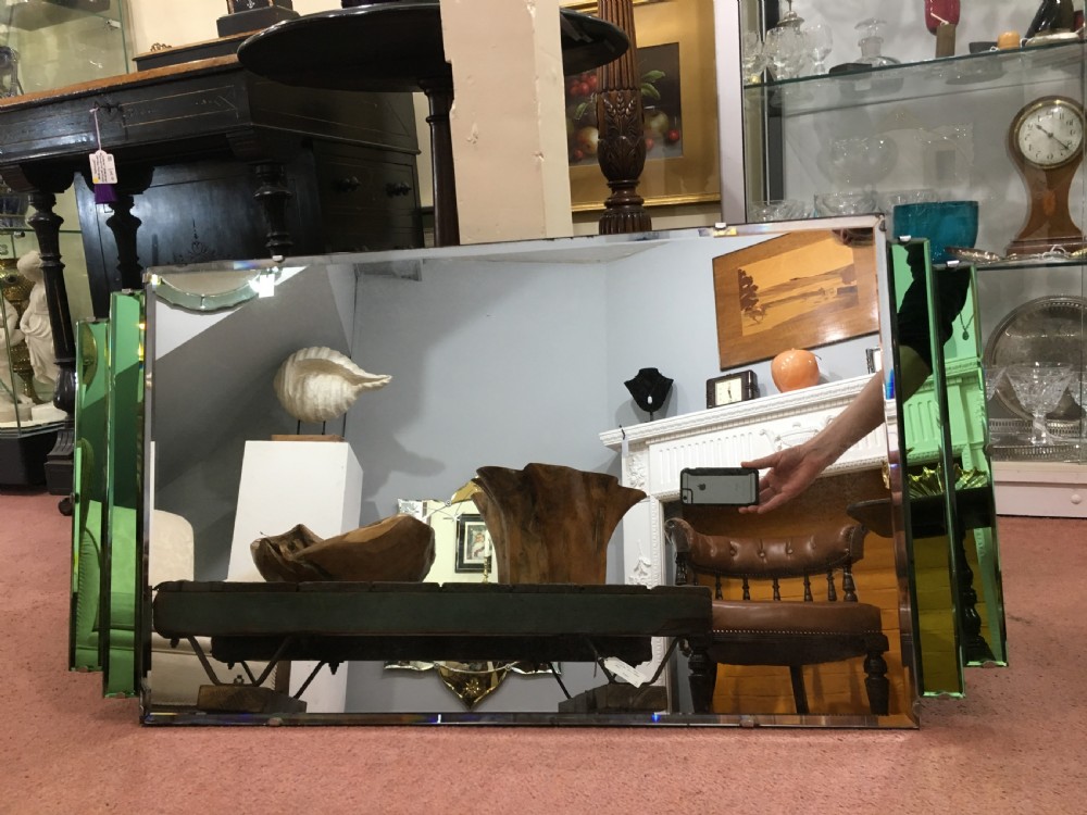 Original Art Deco Mirror with Wooden Back & Hanging Chain c1930 View III