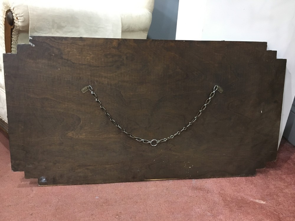 Original Art Deco Mirror with Wooden Back & Hanging Chain c1930 View IV