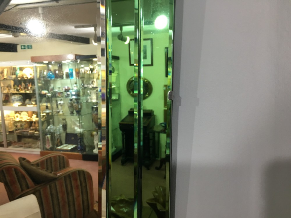 Original Art Deco Mirror with Wooden Back & Hanging Chain c1930 View V