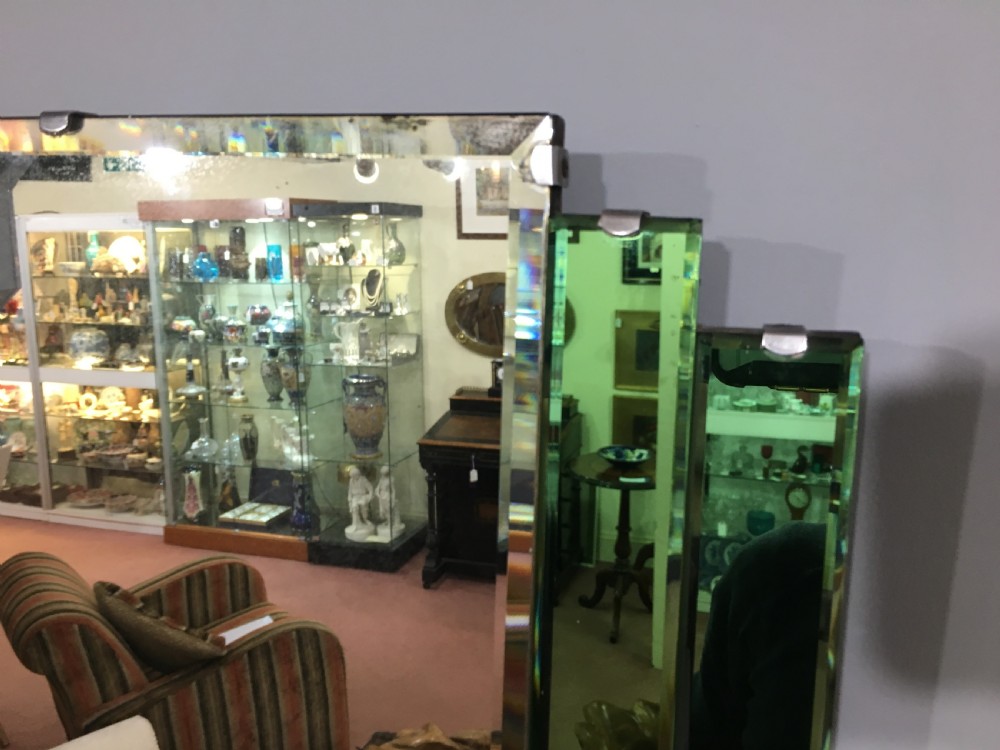 Original Art Deco Mirror with Wooden Back & Hanging Chain c1930 View VI