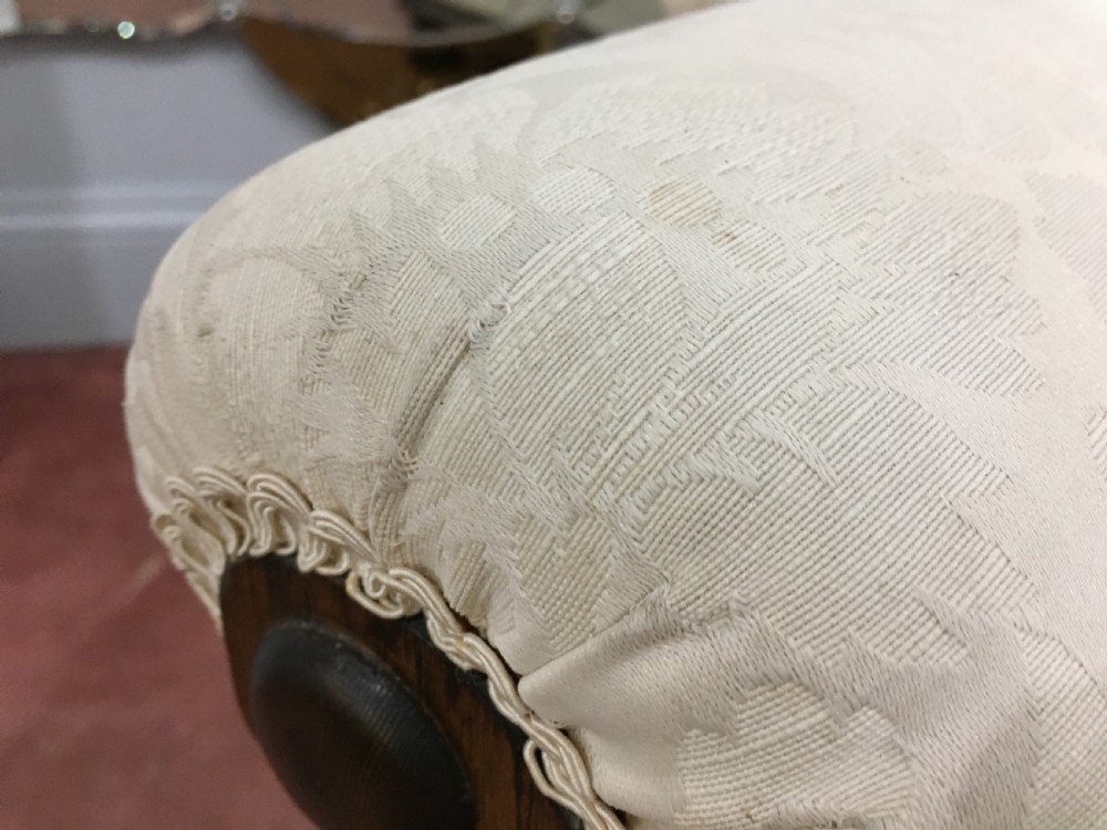 Pair of Victorian Armchairs, Bun Feet Re-Upholstered View IV