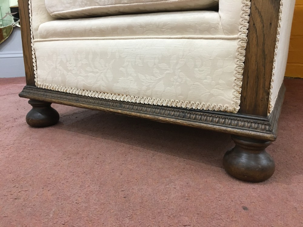 Pair of Victorian Armchairs, Bun Feet Re-Upholstered View IX