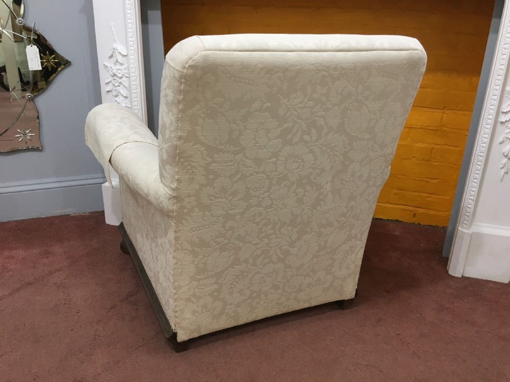 Pair of Victorian Armchairs, Bun Feet Re-Upholstered View X