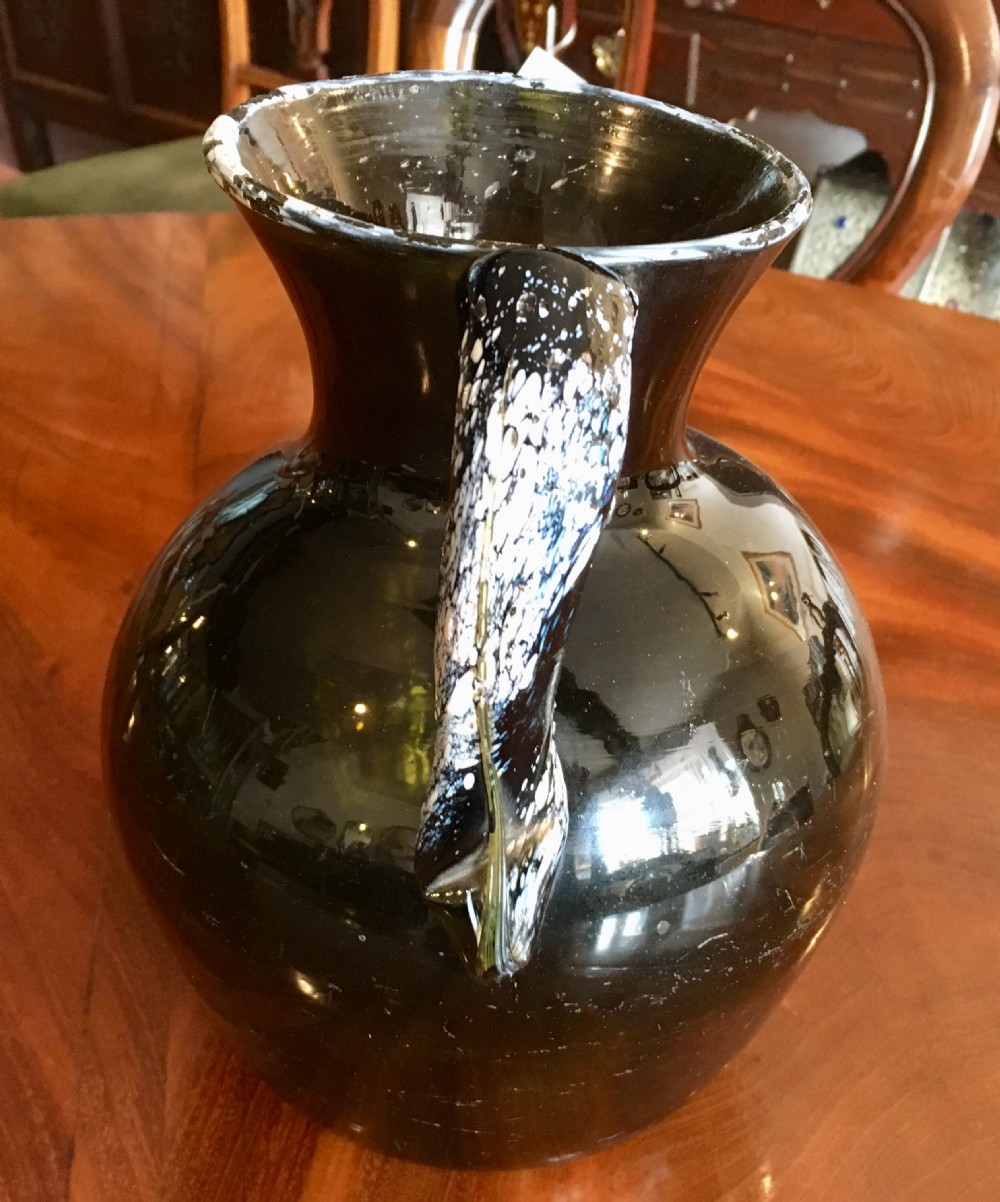 Nailsea Jug, in Olive Green with White Enamelled Rim, c.1810 View II