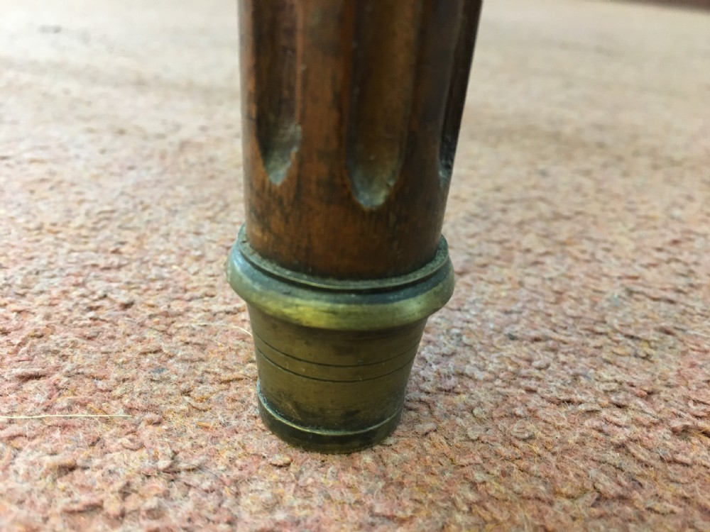 French Bouillotte Table with Marble Top & Brass Gallery Tapering Legs w/Brass Collars c1910 View VII
