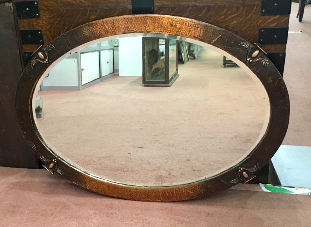 Original Arts & Crafts Copper Overmantle / Hall Mirror c. 1900 - 10