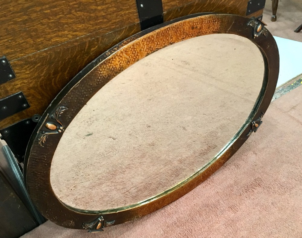 Original Arts & Crafts Copper Overmantle / Hall Mirror c. 1900 - 10 View VIII