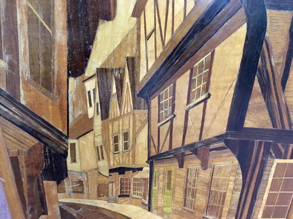 'The Shambles' York, Rowley Gallery Style Marquetry Street Scene c. 1930 View III