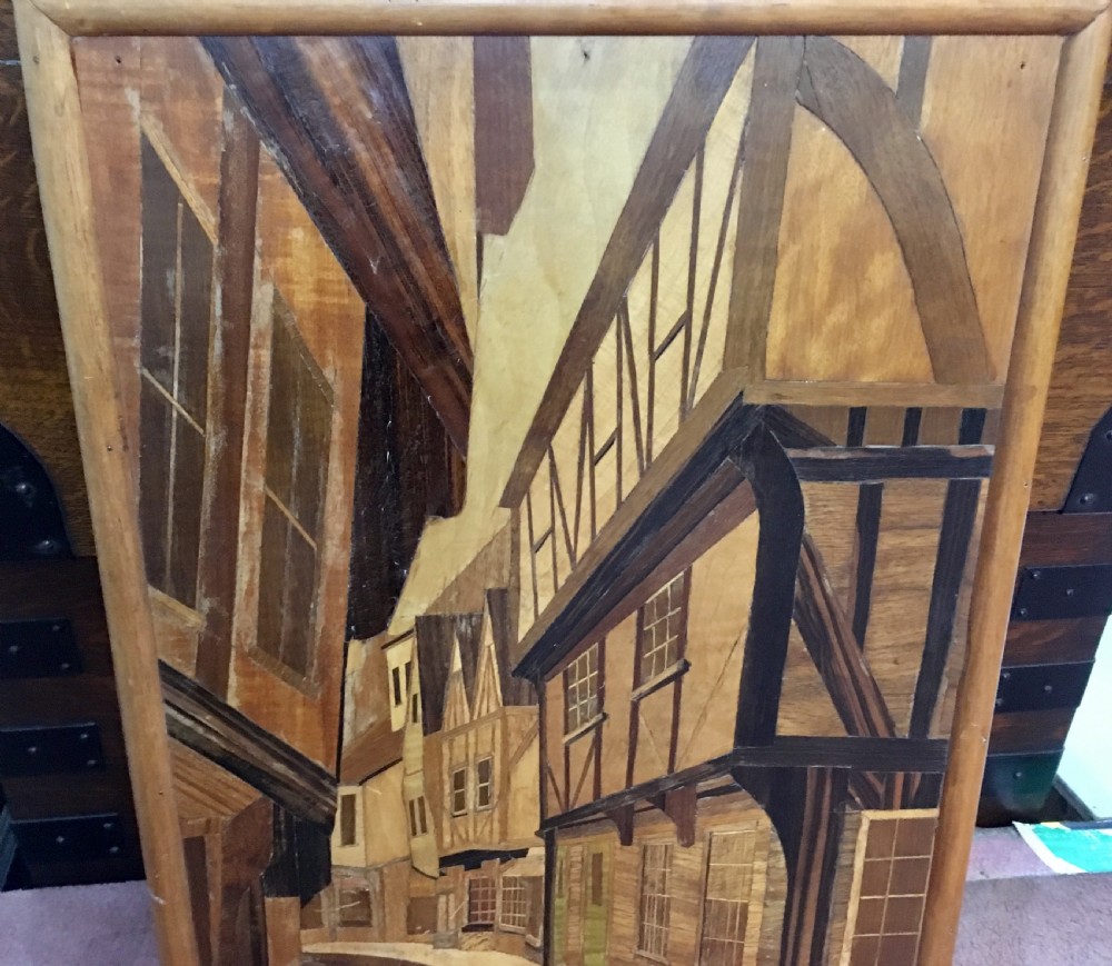 'The Shambles' York, Rowley Gallery Style Marquetry Street Scene c. 1930 View IV