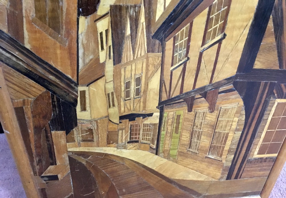 'The Shambles' York, Rowley Gallery Style Marquetry Street Scene c. 1930 View V
