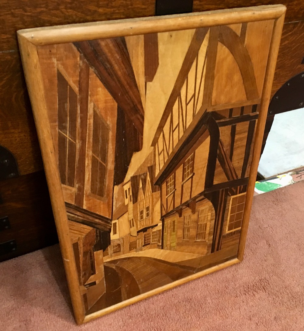 'The Shambles' York, Rowley Gallery Style Marquetry Street Scene c. 1930 View VI