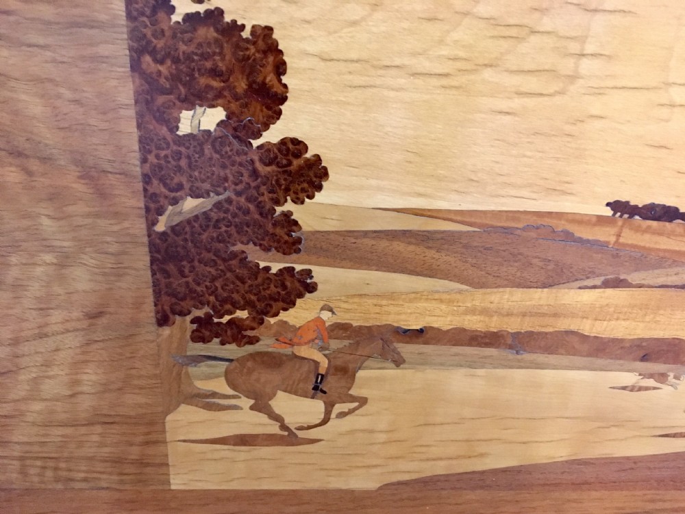 Rowley Gallery Style Art Deco Marquetry Panel of Hunting Scene c.1930 View II