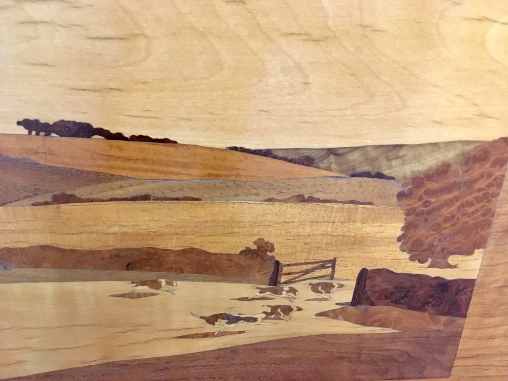 Rowley Gallery Style Art Deco Marquetry Panel of Hunting Scene c.1930 View III