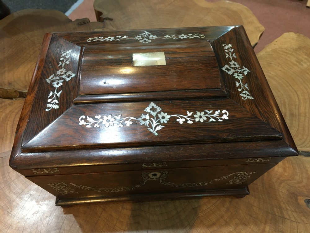 Victorian Sewing Box Rosewood with Mother of Pearl Inlay View II
