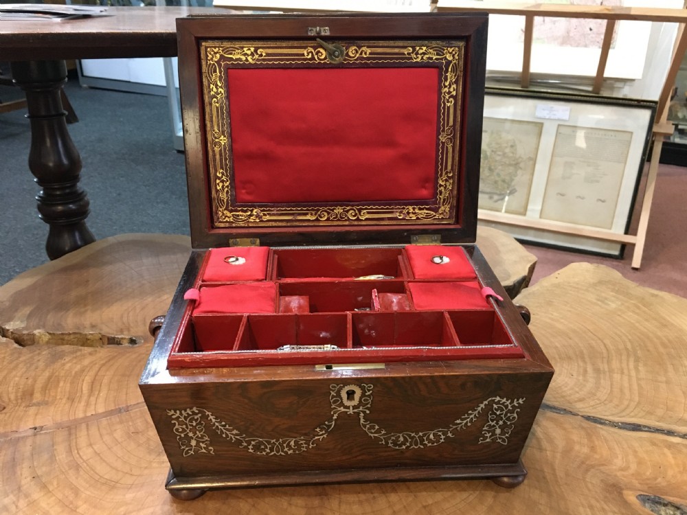 Victorian Sewing Box Rosewood with Mother of Pearl Inlay View III
