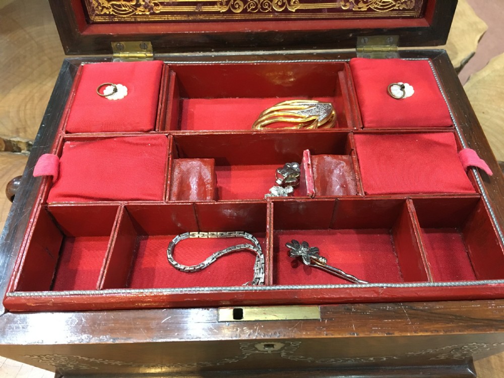 Victorian Sewing Box Rosewood with Mother of Pearl Inlay View V