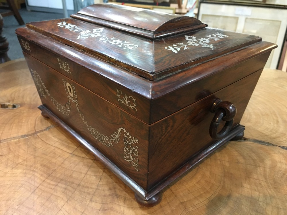 Victorian Sewing Box Rosewood with Mother of Pearl Inlay View VI