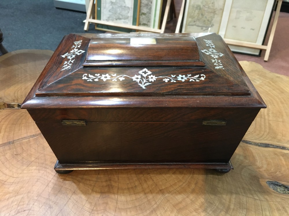 Victorian Sewing Box Rosewood with Mother of Pearl Inlay View VII