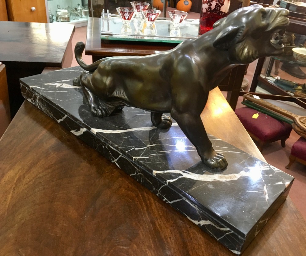 Original French Art Deco Crouching Panther, Signed 'M. Secondo' c.1930 View IV