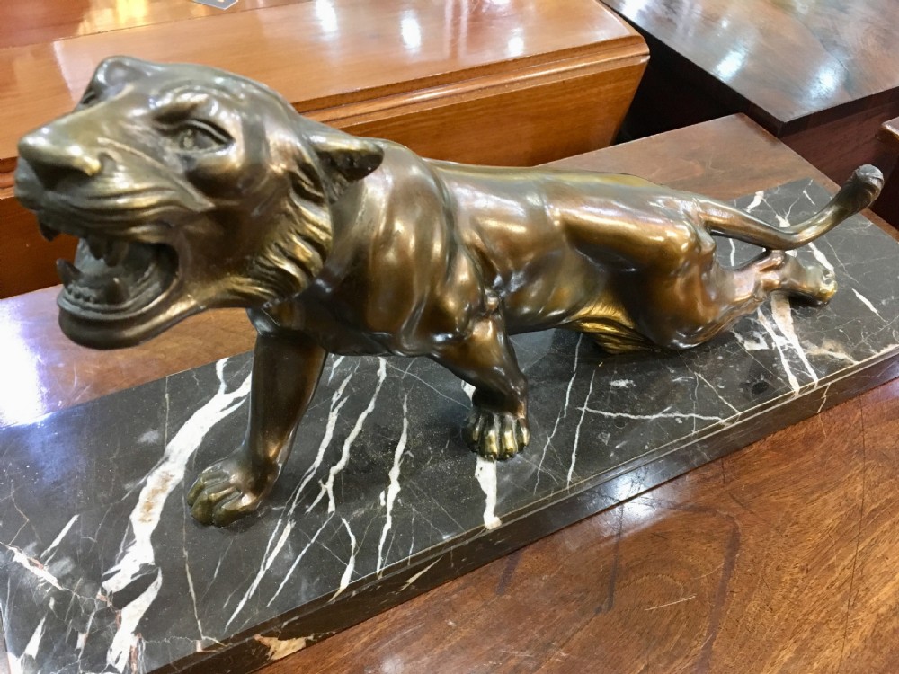 Original French Art Deco Crouching Panther, Signed 'M. Secondo' c.1930 View VI