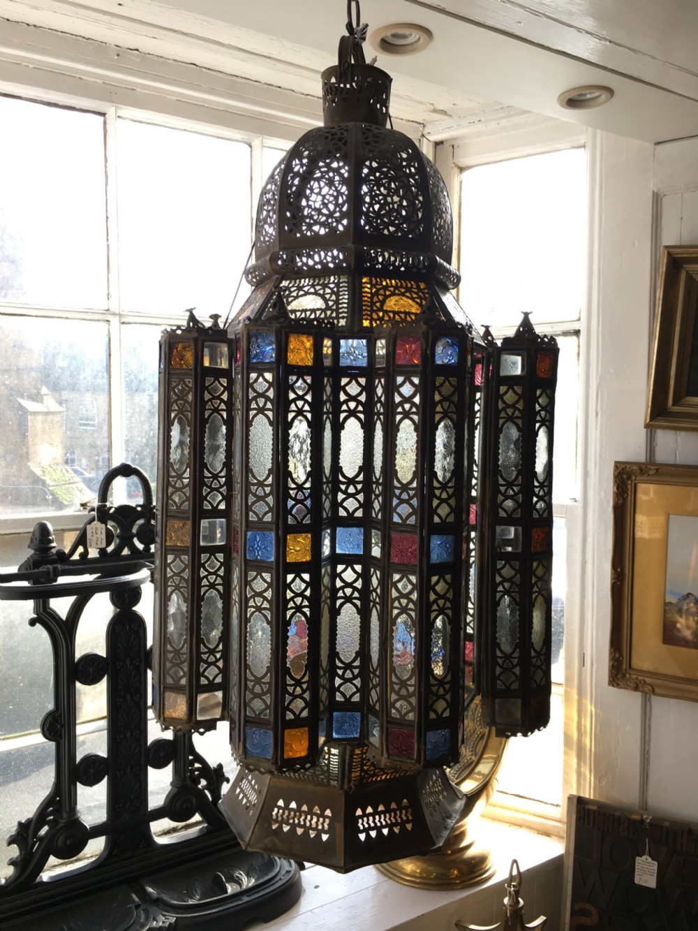 Moroccan Lantern (All Glass Complete) Early C20th View II