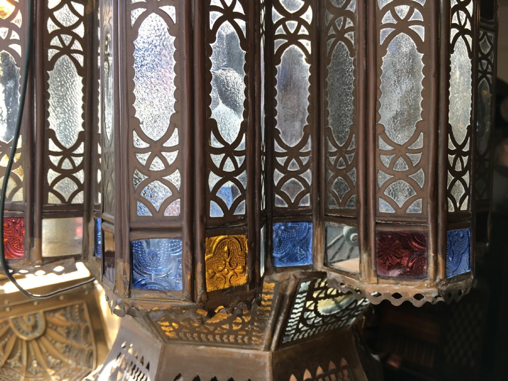Moroccan Lantern (All Glass Complete) Early C20th View V