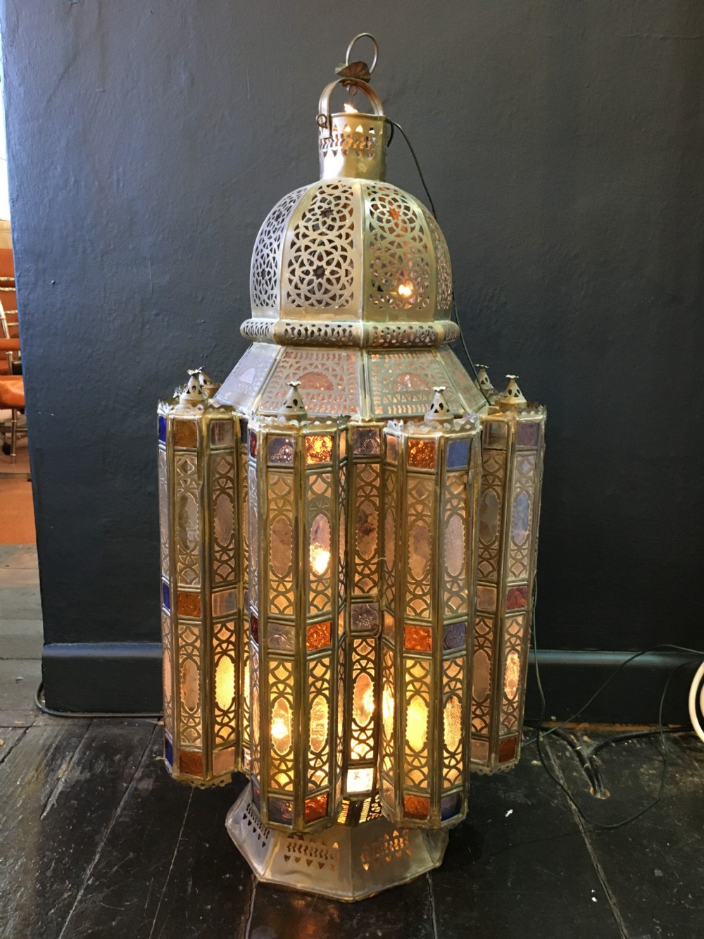 Moroccan Lantern (All Glass Complete) Early C20th View VI