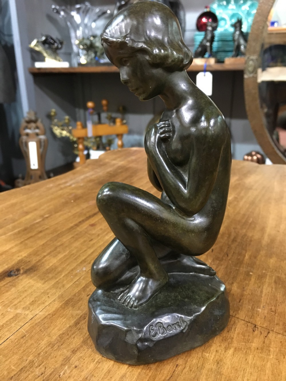 Elna Borch (Danish 1869-1950) Art Deco Bronze Figure of a Young Girl c1920s View II