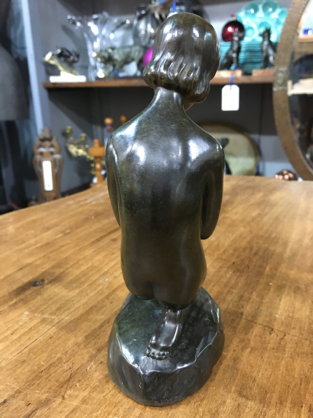 Elna Borch (Danish 1869-1950) Art Deco Bronze Figure of a Young Girl c1920s View IV