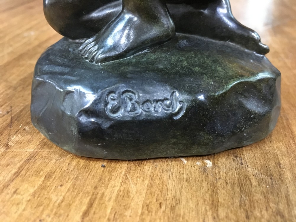 Elna Borch (Danish 1869-1950) Art Deco Bronze Figure of a Young Girl c1920s View V
