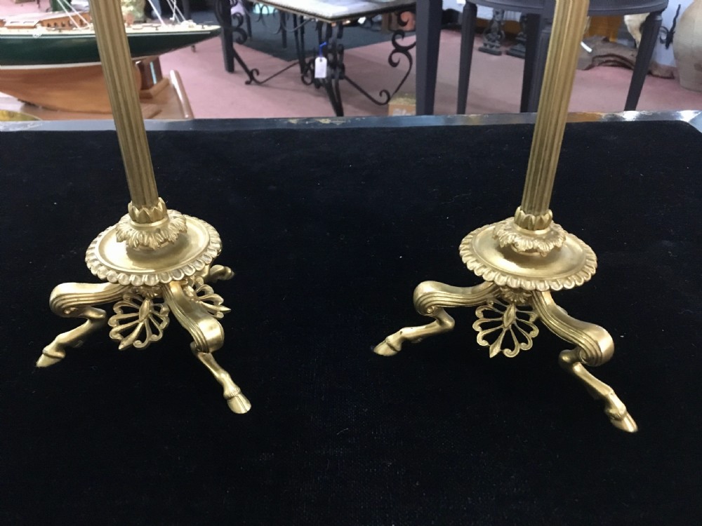 Pair of Oil Lamps on Barbedienne Candlesticks c.1900 View II