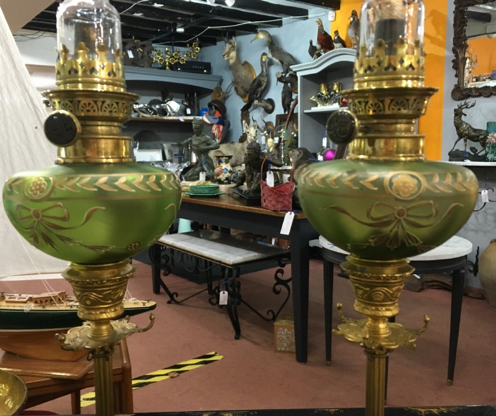 Pair of Oil Lamps on Barbedienne Candlesticks c.1900 View III