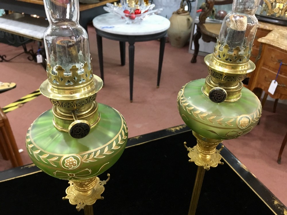 Pair of Oil Lamps on Barbedienne Candlesticks c.1900 View VII