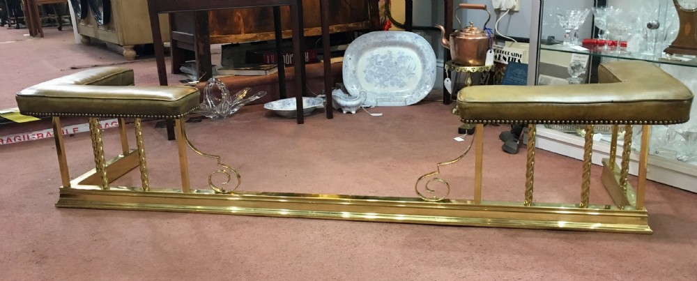 Antique Early 20th Century Brass and Steel Fire Fender