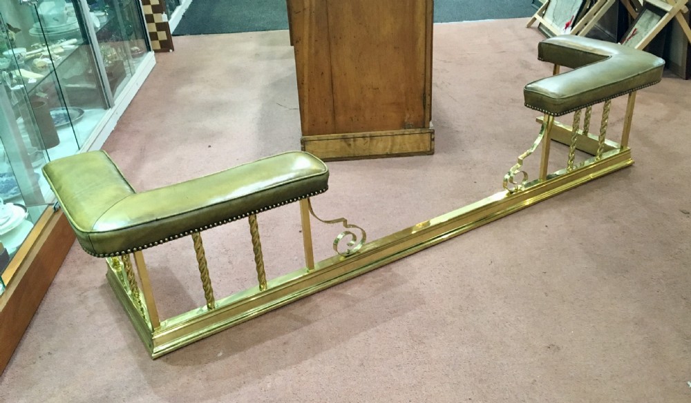 Antique Early 20th Century Brass and Steel Fire Fender View V