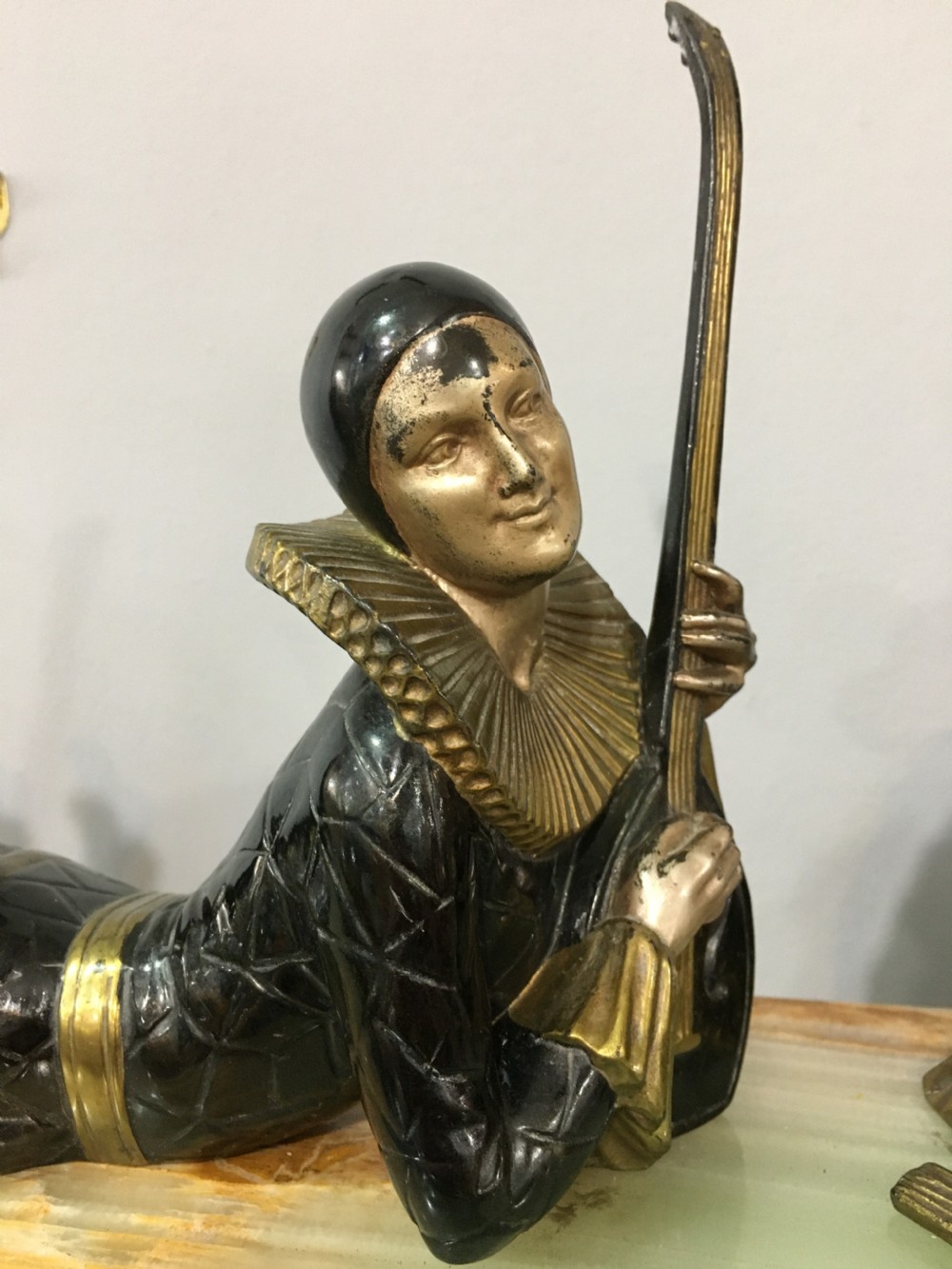 French Art Deco Original Pierrot & Columbine Figures c1930 View III