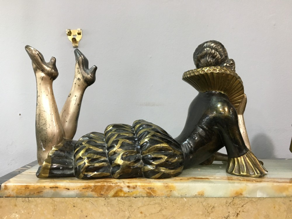 French Art Deco Original Pierrot & Columbine Figures c1930 View VIII