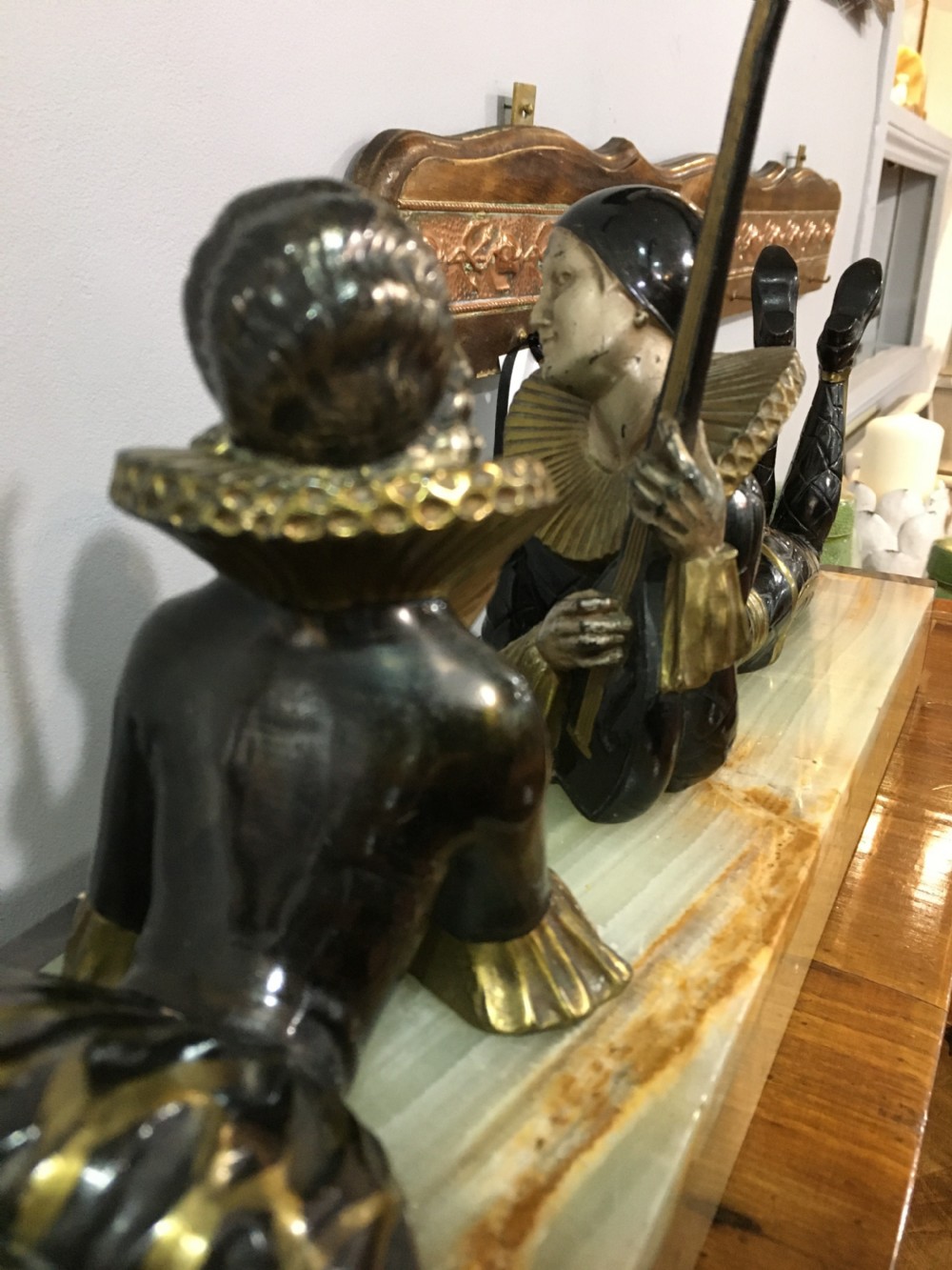 French Art Deco Original Pierrot & Columbine Figures c1930 View XI
