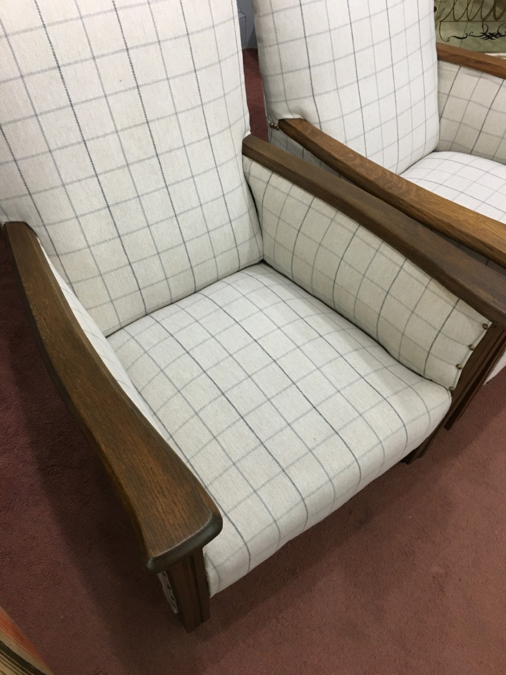 Pair of Art Deco Chairs with Oak Frame c1930 View III