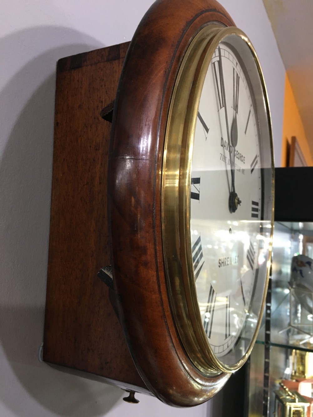 Ex Pub Wall Clock, Fusee Movement, Mahogany Case C19th View IV