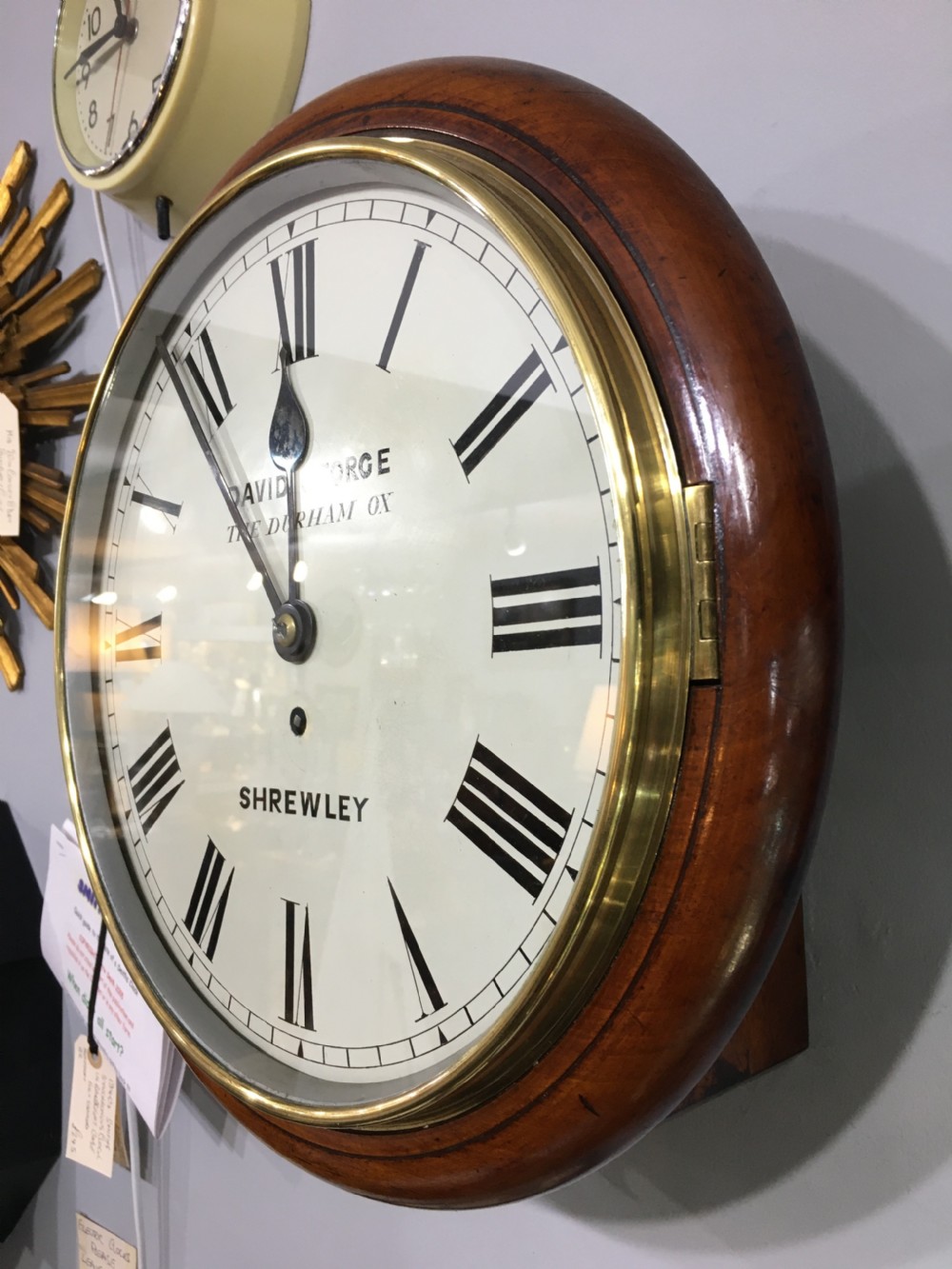 Ex Pub Wall Clock, Fusee Movement, Mahogany Case C19th View V