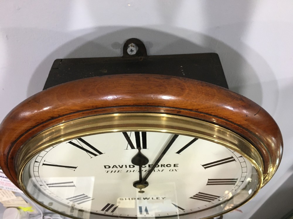 Ex Pub Wall Clock, Fusee Movement, Mahogany Case C19th View VII