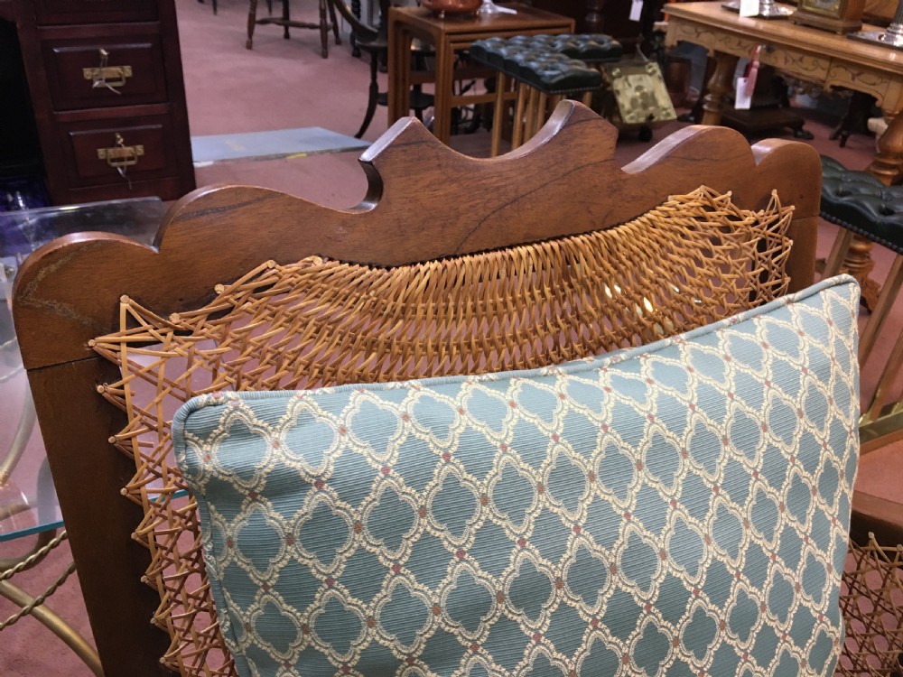 Original Pair Art Deco Cane Armchairs, Recently Reupholstered and Re-caned c1920-30 View IV