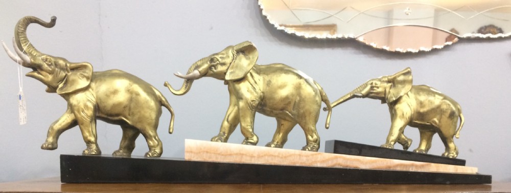French art deco family of elephants c.1920