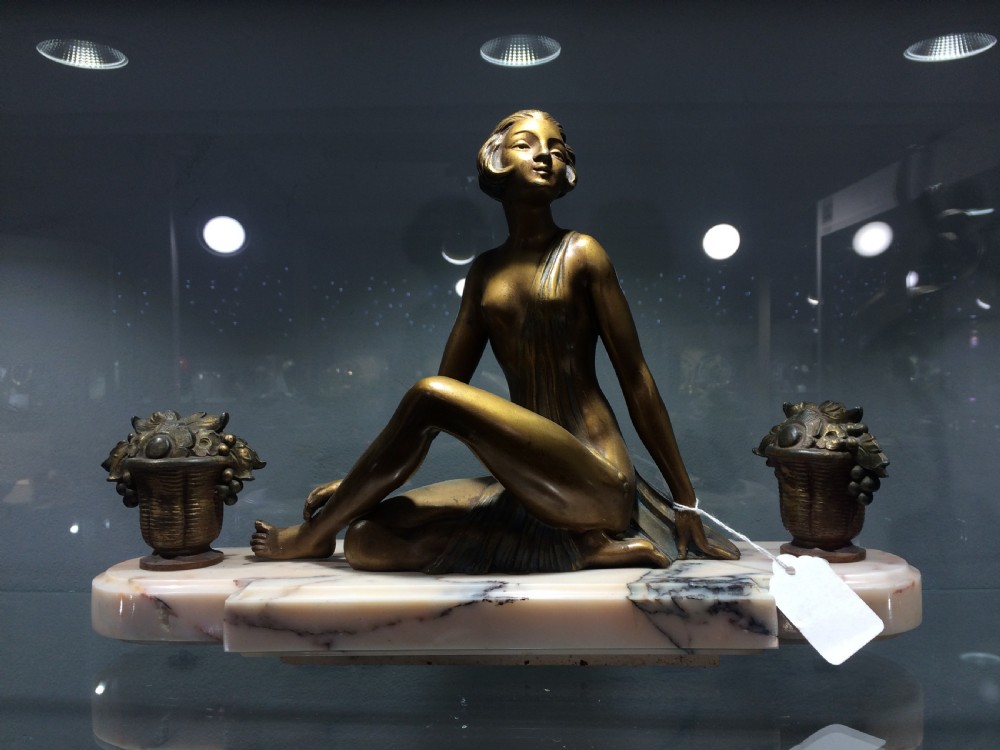 Original French art deco casting. Scantily clad girl. c.1925