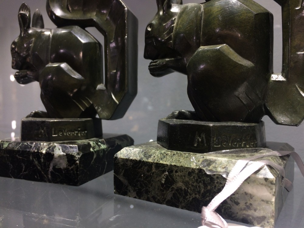 Pair of art deco squirrel bookends by Max Le Verrier. c.1920-30. Signed in casts View IV