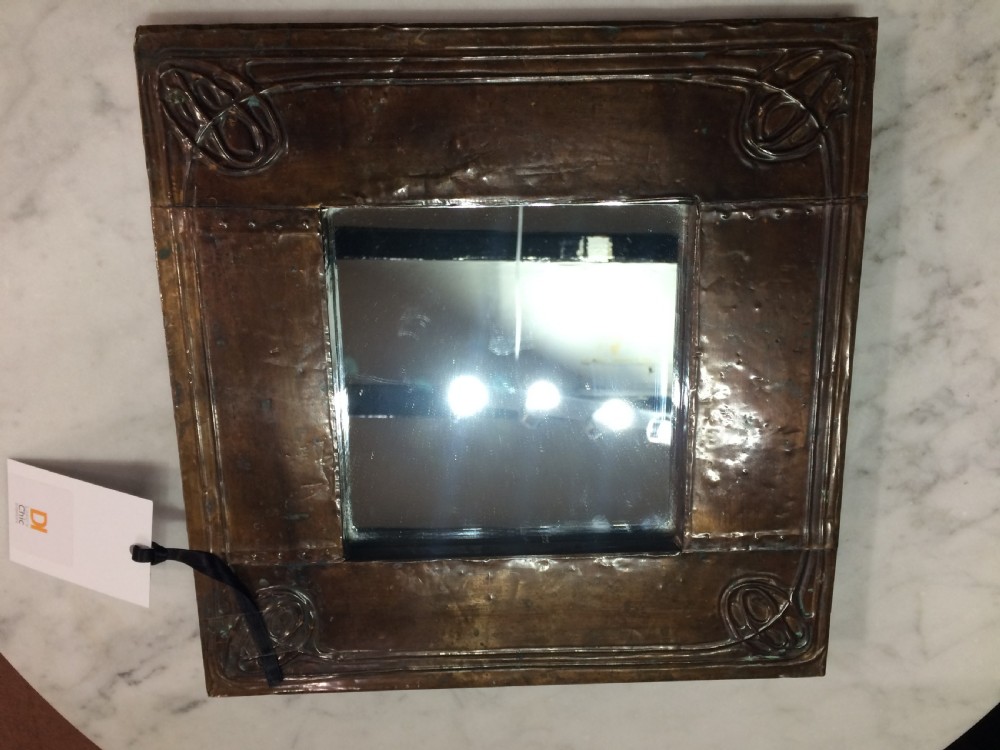 Glasgow school arts and crafts copper mirror c.1910