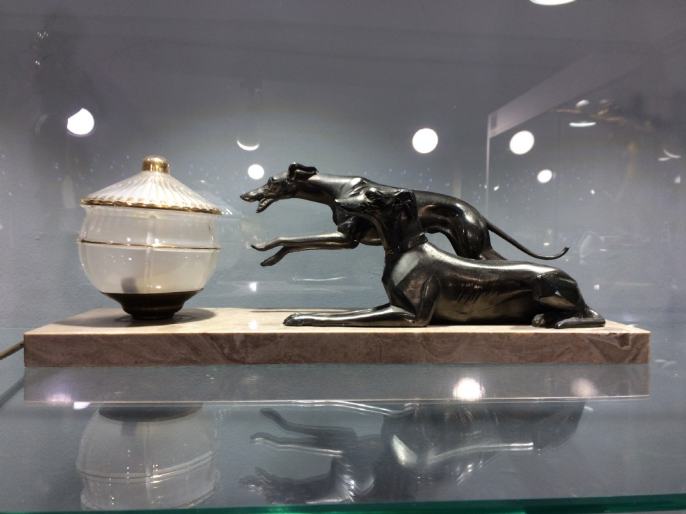 French art deco greyhound mood lamp c1930