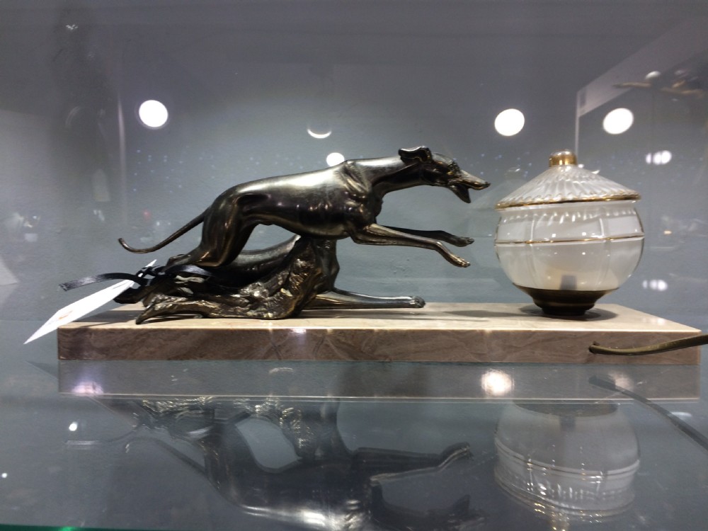 French art deco greyhound mood lamp c1930 View III